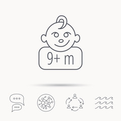 Baby face icon. Newborn child sign.