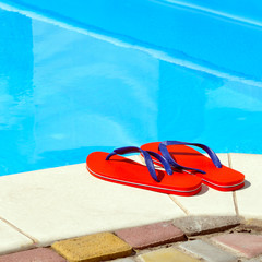 Pair of red flip-flops