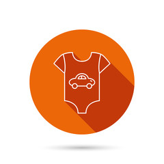 Newborn clothes icon. Baby shirt wear sign.