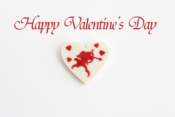stylish heart candy with cupid on white background, happy valent