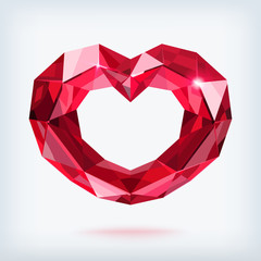 Faceted ruby heart vector illustration