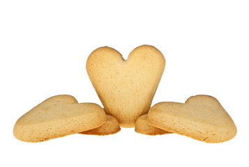 Cookies in the shape of a heart on a white background