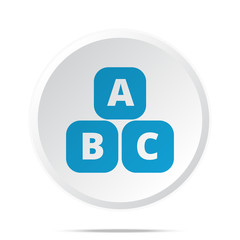 Flat blue Abc Blocks icon on circle web button on white