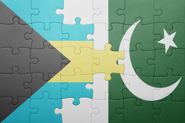 puzzle with the national flag of pakistan and bahamas