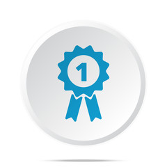 Flat blue Prize Ribbon icon on circle web button on white