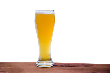 light beer on the bar on a white background