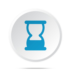 Flat blue Hourglass icon on circle web button on white