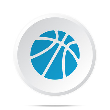 Flat blue Basketball icon on circle web button on white