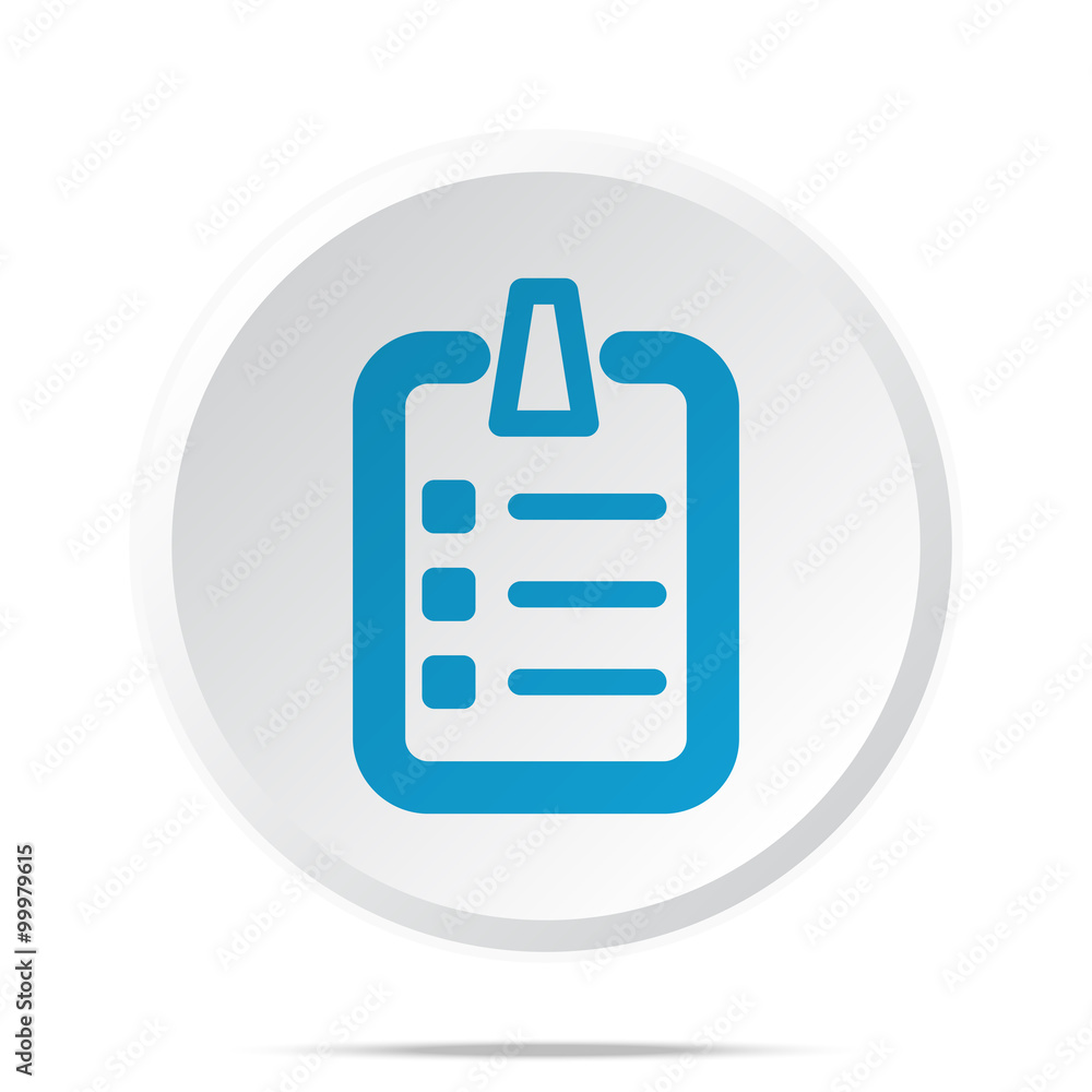 Wall mural flat blue checklist icon on circle web button on white