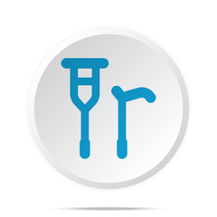 Flat blue Crutch Cane icon on circle web button on white