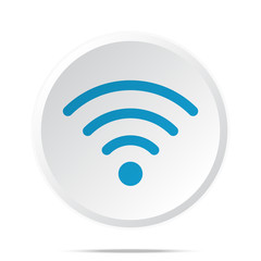 Flat blue Wireless icon on circle web button on white