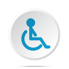 Flat blue Wheel Chair icon on circle web button on white