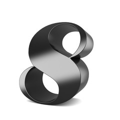 3d black metal number 8 eight isolated white background