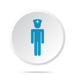 Flat blue Doctor icon on circle web button on white