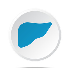 Flat blue Liver icon on circle web button on white
