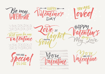 Valentine's day design elements. Calligraphy postcard or poster graphic design lettering element.