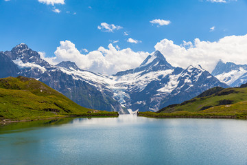 Panorama view of Bachalpsee and the alps