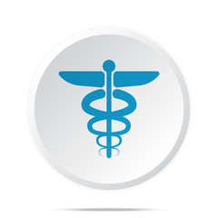 Flat blue Medical Symbol icon on circle web button on white