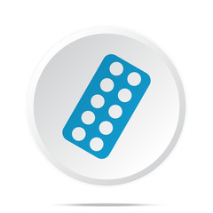 Flat blue Tablet Strip icon on circle web button on white