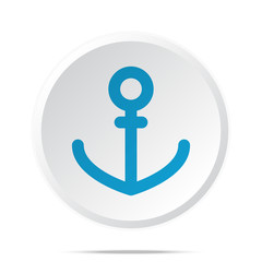 Flat blue Anchor icon on circle web button on white