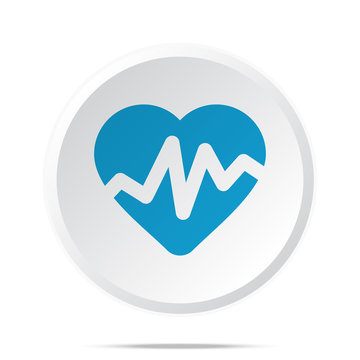Flat blue Heart Rate Pulse icon on circle web button on white