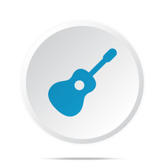 Flat blue Guitar icon on circle web button on white