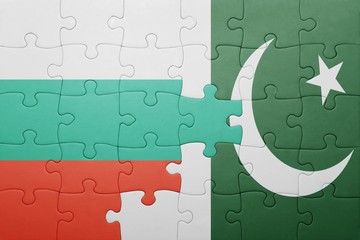 puzzle with the national flag of pakistan and bulgaria