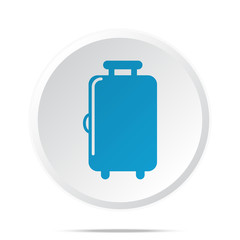 Flat blue Luggage icon on circle web button on white