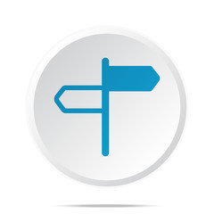 Fototapeta premium Flat blue Road Signs icon on circle web button on white