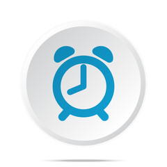 Flat blue Alarm Clock icon on circle web button on white