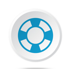Flat blue Life Buoy icon on circle web button on white