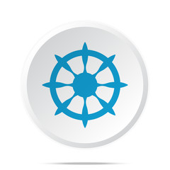 Obraz premium Flat blue Boat Wheel icon on circle web button on white