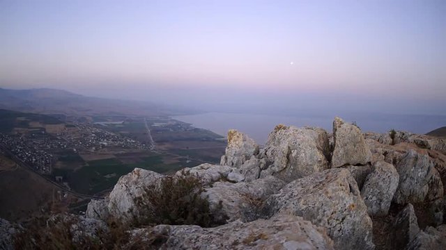 View of the sea of Galilee from Mount Arbel.