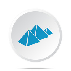 Flat blue Pyramids icon on circle web button on white
