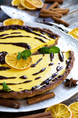 Orange pie with chocolate