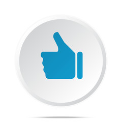 Obraz premium Flat blue Thumb Up icon on circle web button on white