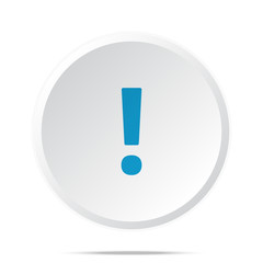 Flat blue Exclamation Mark icon on circle web button on white