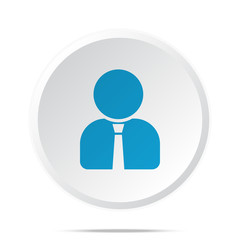 Flat blue User Profile icon on circle web button on white