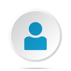 Flat blue Profile icon on circle web button on white
