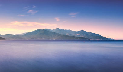 Elba island, sea Capanne mount. Tuscany, Italy. Long Exposure.