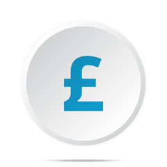 Flat blue Pound icon on circle web button on white