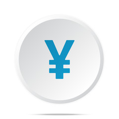 Flat blue Yen icon on circle web button on white
