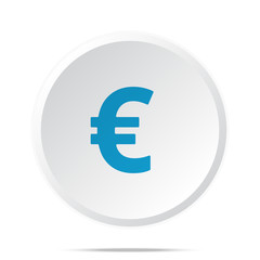 Obraz premium Flat blue Euro icon on circle web button on white