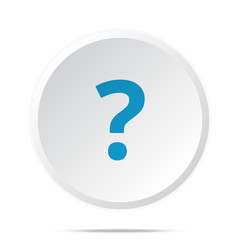 Flat blue Question Mark icon on circle web button on white