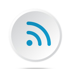 Flat blue Rss icon on circle web button on white