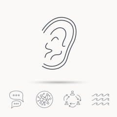 Ear icon. Hear or listen sign.