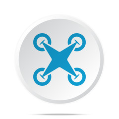 Flat blue Drone Quadrocopter icon on circle web button on white