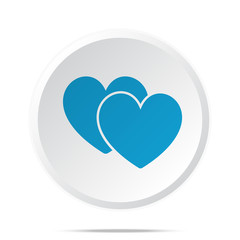 Flat blue Love Sign icon on circle web button on white