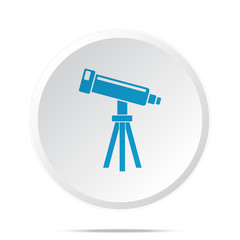 Flat blue Telescope icon on circle web button on white