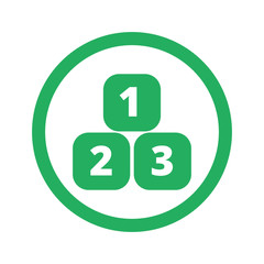 Flat green 123 Blocks icon and green circle